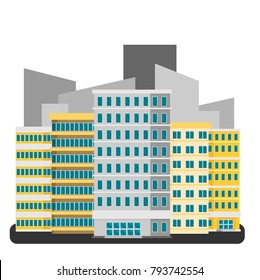 Single city office building in flat style vector
