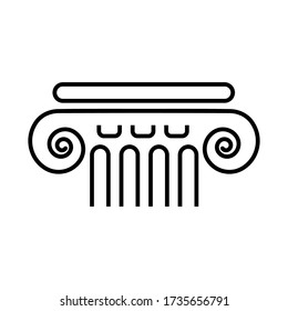 Icono único relacionado con la arquitectura del pilar clásico, aislado en fondo blanco. Ilustración de material vectorial en el estilo de contorno. Elemento de diseño.