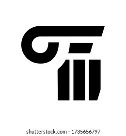 Einmaliges Symbol für klassische Säulenarchitektur, isoliert auf weißem Hintergrund. Vector Stock Illustration im Stil der Glyphe. Designelement
