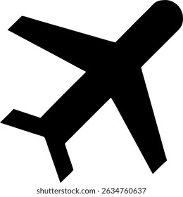 A single, clean airplane icon, perfectly isolated on a white background. Ideal for websites, apps, or presentations.