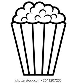 A single, clean icon depicting a popcorn kernel or bucket, ideal for movie-themed designs or food-related applications.