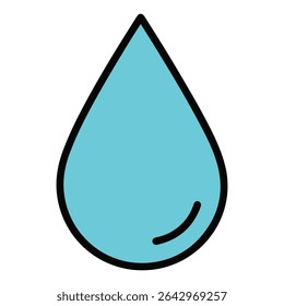 A single, clear blue water drop. A simple icon representing water, liquid, rain, or purity. Ideal for environmental themes, beverage branding, or plumbing services.