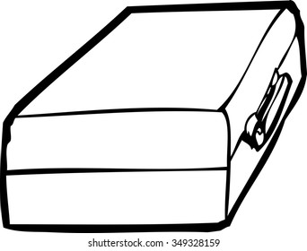 Single closed suitcase cartoon icon over white background