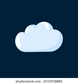 Single cloud on a dark background, representing a cloudy or overcast weather condition in cartoon style. Design for weather apps, forecasts.