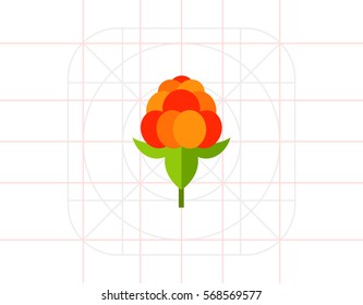 Single Cloudberry with Leaves Icon