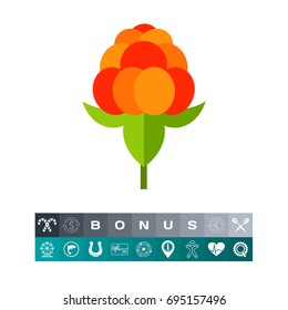 Single Cloudberry with Leaves Icon