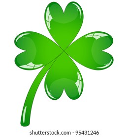Single clover (shamrock) four leaf to St. Patrick`s day