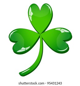Single clover (shamrock)  leaf to St. Patrick`s day
