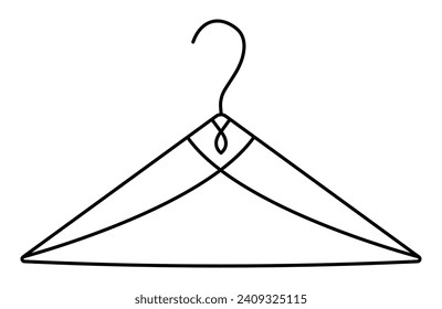 Single coat rack sign, elegant black line clothes hanger symbol, refined pictogram of female clothes rack. Editable stroke, pixel perfect vector icon