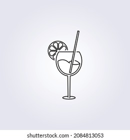 single cocktail hand line drawn simple icon glass illustration drink symbol cocktail logo vector template design