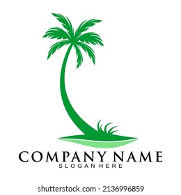 Single coconut tree vector logo