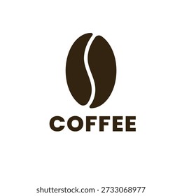 Single Coffee Bean Logo Icon in Brown Color Minimal Style for Coffee Brand Identity