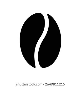 Single Coffee Bean Silhouette Vector, Minimalist Black Coffee Icon