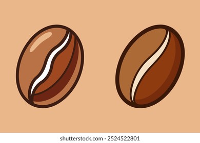 Single Coffee Bean Sticker with Simple Texture for Coffee Enthusiasts