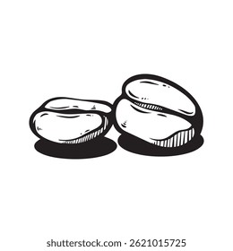 Single coffee beans minimalist illustration, black and white line art