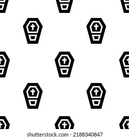 Single Coffin Pattern. Coffin Concept. Filled Trendy Vector Seamless Pattern, Background, Wallpaper