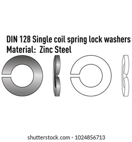 Single coil spring lock washers from zinc steel