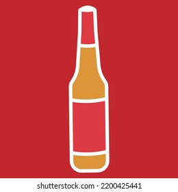 A single cold beverage bottle flat icon vector design isolated on a square background