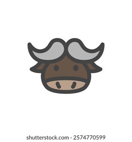 Single color animal icon buffalo