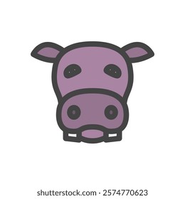 Single color animal icon hippopotamus