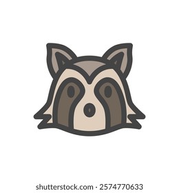 Single color animal icon raccoon