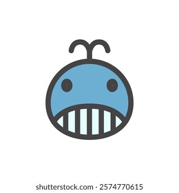 Single color animal icon whale