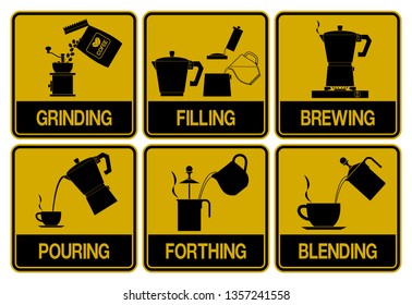 Single color icon of Brewed coffee making process