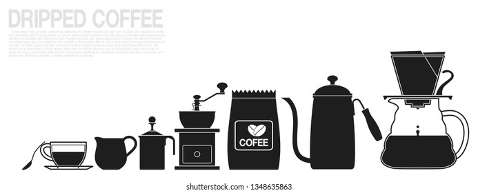 Single color icon of dripped coffee equipment