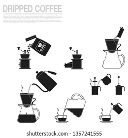 Single color icon of Dripped coffee making process