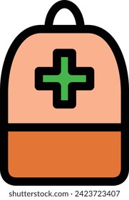 Icono de un solo color de los elementos necesarios para la prevención de desastres Mochila de prevención de desastres