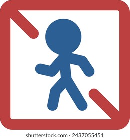 Single color illustration of mini sign: Closed to pedestrians, etc.