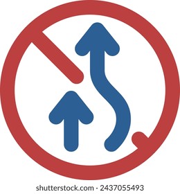 Single color illustration of mini sign: No passing allowed