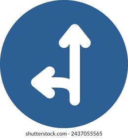 Single color illustration of mini sign: Prohibited to proceed in any direction other than specified