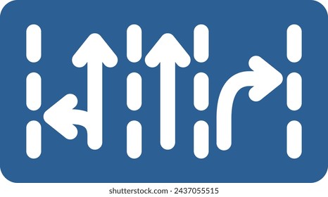 Single color illustration of mini signs, traffic classification by direction of travel