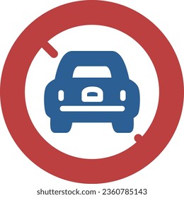 Single color illustration of a simple sign: Road closed to all vehicles other than two-wheeled vehicles