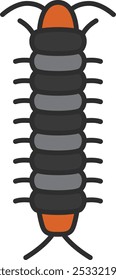 Single color mini insect icon centipede