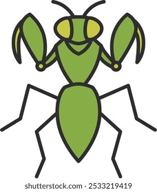 Single color mini insect icon praying mantis