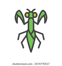 Single color mini insect icon praying mantis