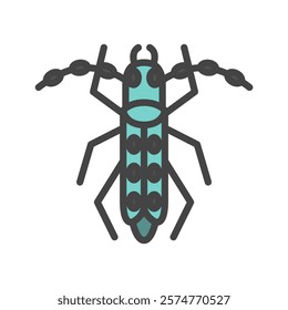 Single color mini insect icon longhorn beetle