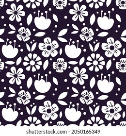 single color seamless pattern of beautiful flower vector background