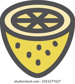 Single color simple fruit icon lemon cross section