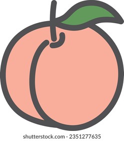 Single color simple fruit icon peach