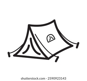 Single color vector linear icon of camping tent. camping, hiking, tourism. outline icon without fill. thin outline