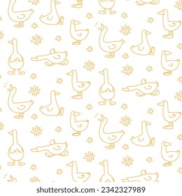 Single color vector pattern of geese, ducks