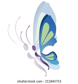 a single colored butterfly on a white background