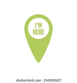 Single colored I am here location vector icon. Place symbol. GPS pictogram, flat vector sign isolated on white background. Simple vector illustration for graphic and web design.