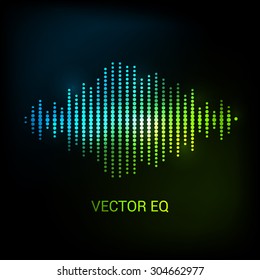 Single colorful eq, equalizer. Vector sound audio wave, frequency, melody, soundtrack in night for dance electronic disco music. Sound wave eq. Audio wave.