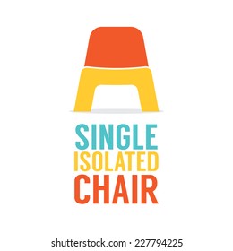 Single Colorful Plastic Chair On White Background Vector Illustration
