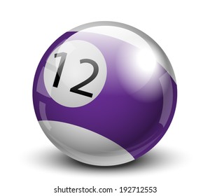 Single colorful pool ball on a white background