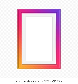 Single colorful wooden frame. Modern picture frame of colorful set for your web design. Inspired by instagram. Abstract framework template on transparent  background. Vector illustration EPS 10.